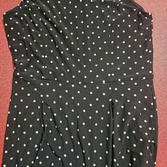 Anne Klein Polka Dot Sleeveless Jumpsuit Sz 6 Wide Leg Flowy Stretch Office - Picture 7 of 12